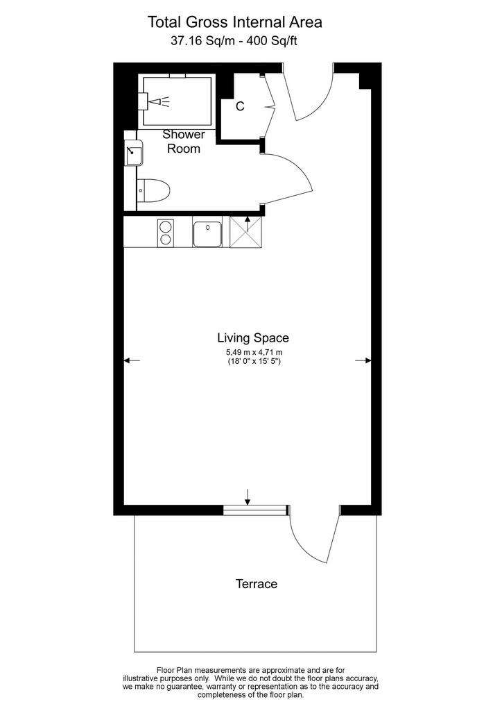 Studio flat to rent - floorplan