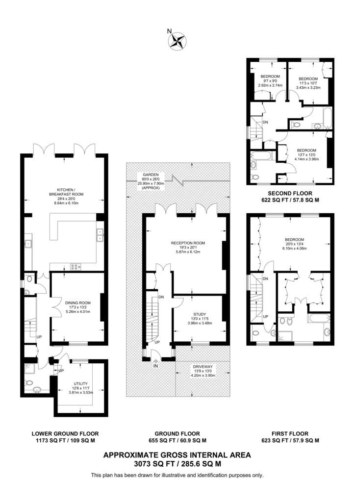 5 bedroom semi-detached house to rent - floorplan