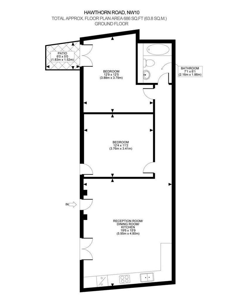 2 bedroom flat for sale - floorplan