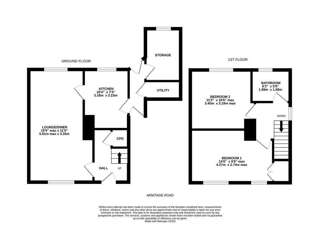 2 bedroom semi-detached house for sale - floorplan