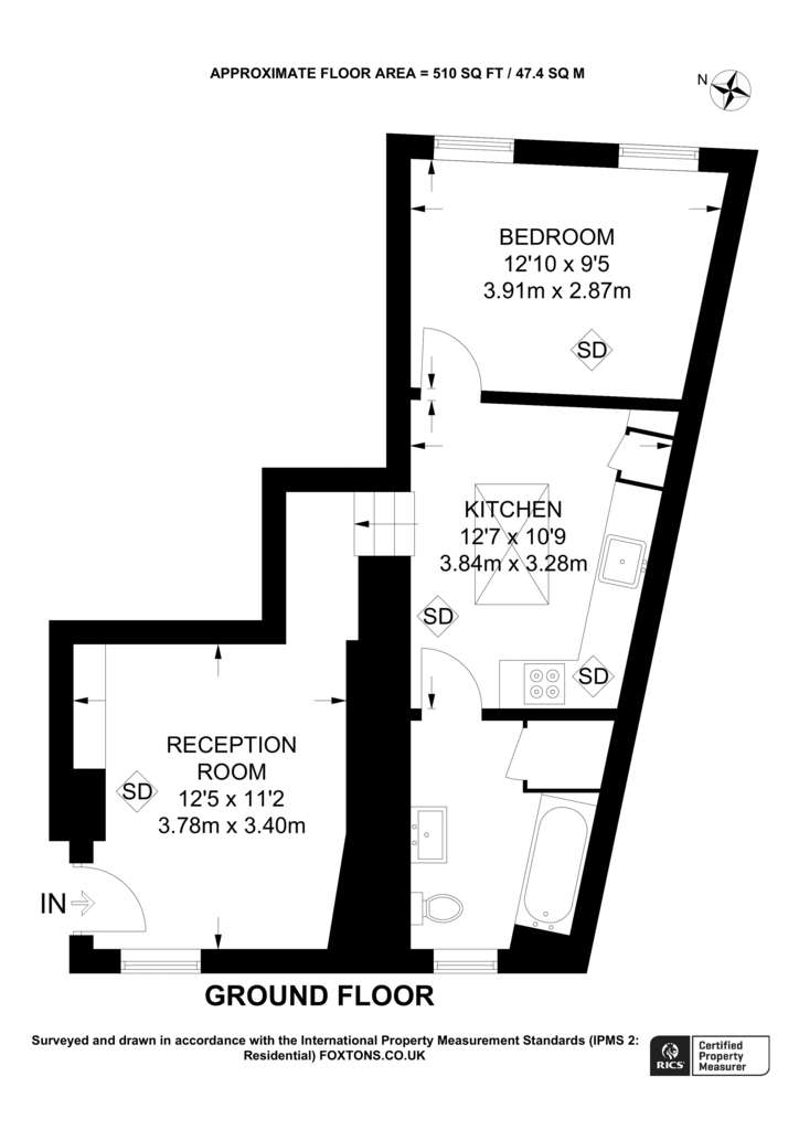 1 bedroom flat to rent - floorplan