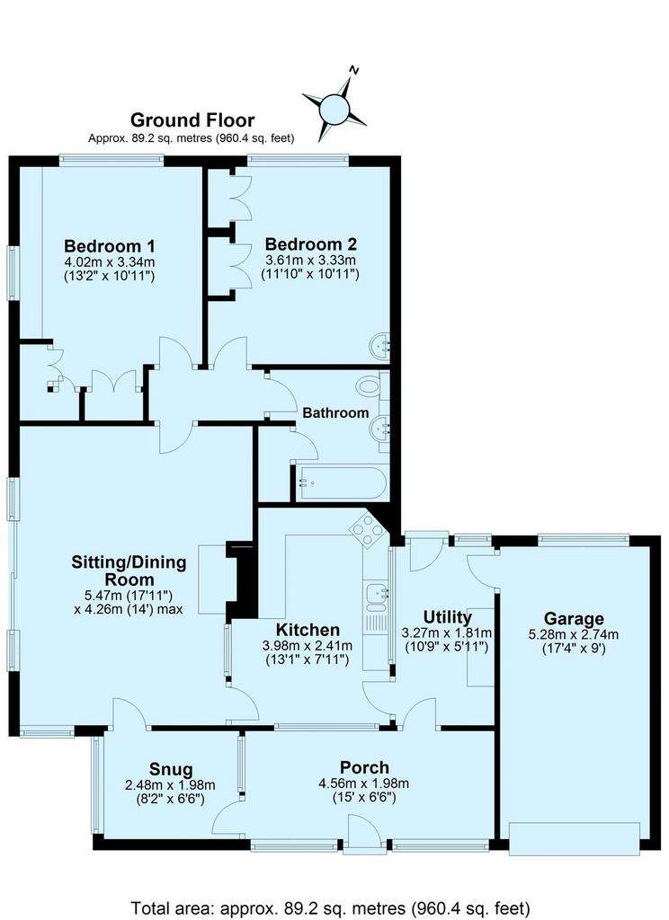 2 bedroom bungalow for sale - floorplan