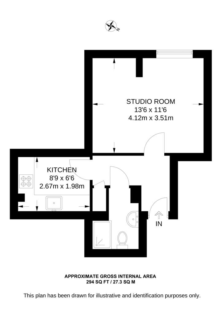 Studio flat to rent - floorplan