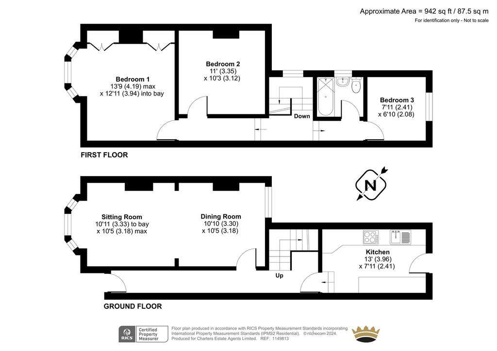 3 bedroom terraced house for sale - floorplan