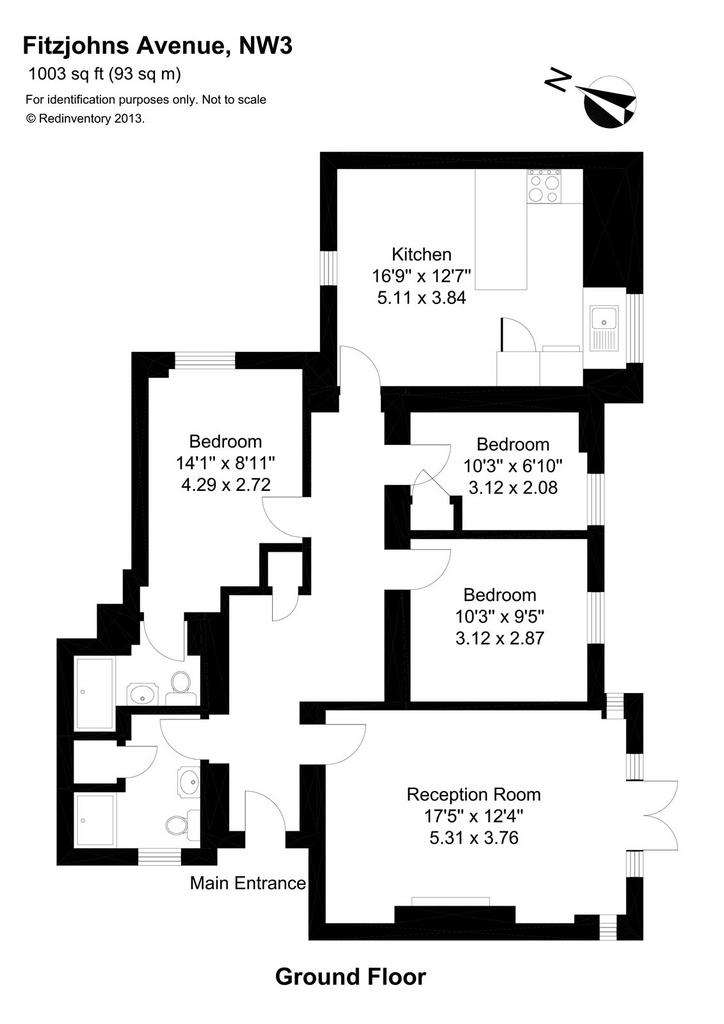 3 bedroom flat to rent - floorplan