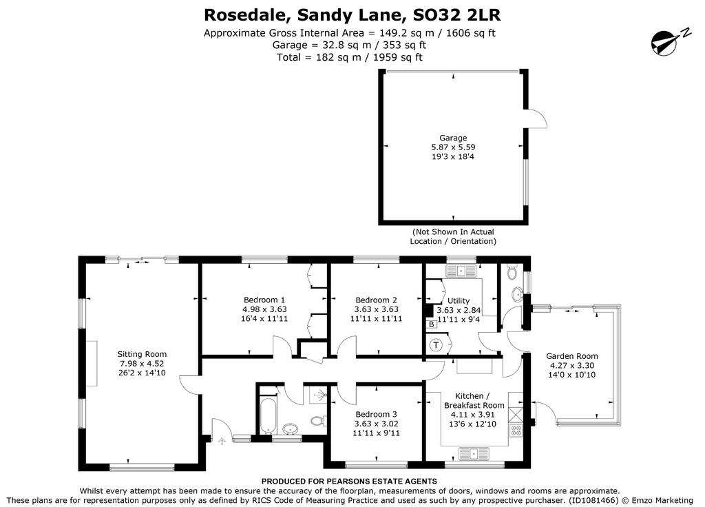 3 bedroom bungalow for sale - floorplan