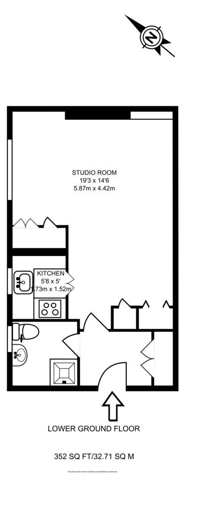 Studio flat to rent - floorplan