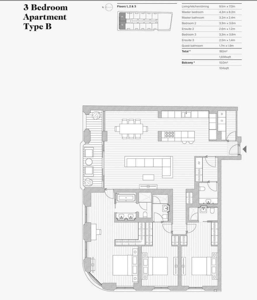 3 bedroom flat for sale - floorplan