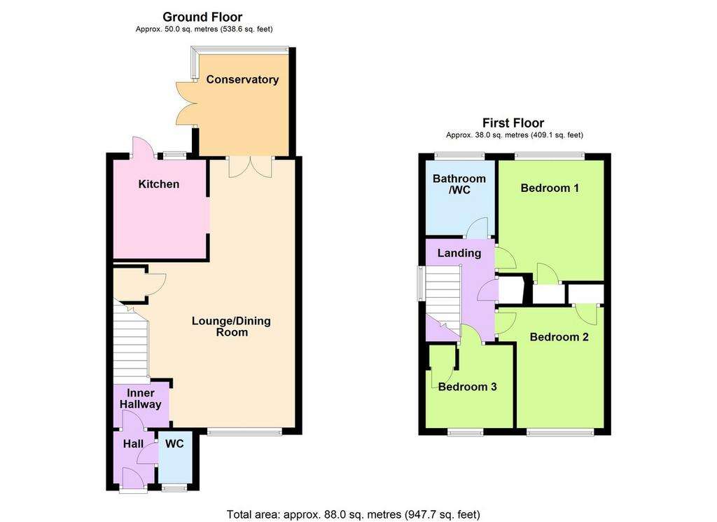 3 bedroom semi-detached house for sale - floorplan