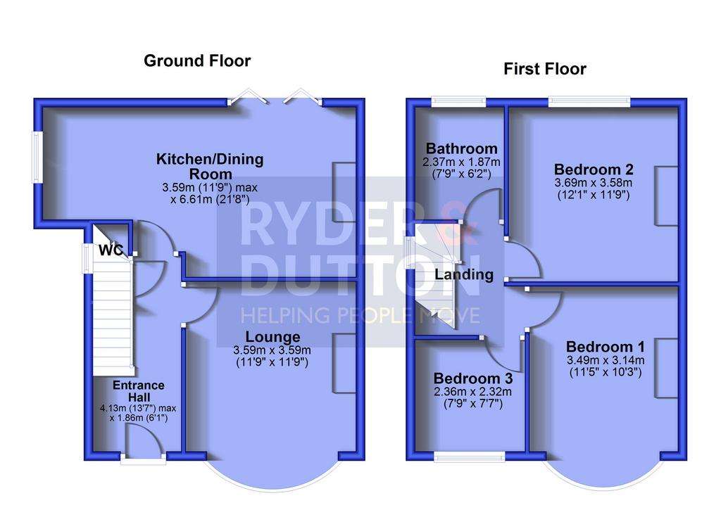 3 bedroom semi-detached house for sale - floorplan