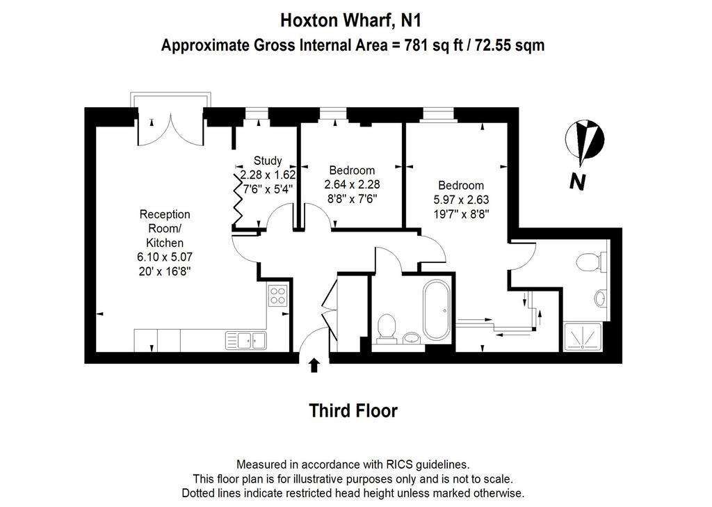 2 bedroom flat to rent - floorplan