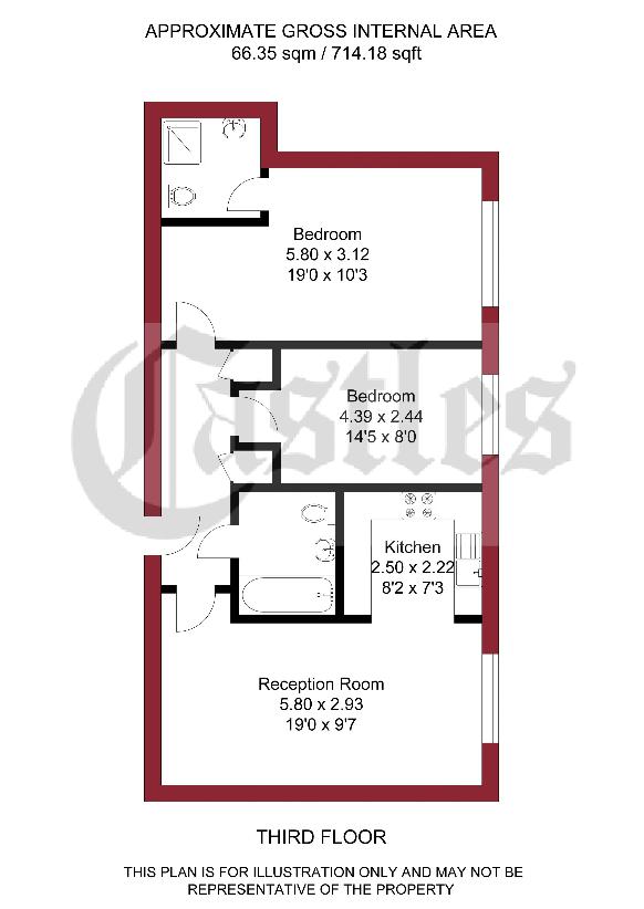 2 bedroom flat for sale - floorplan