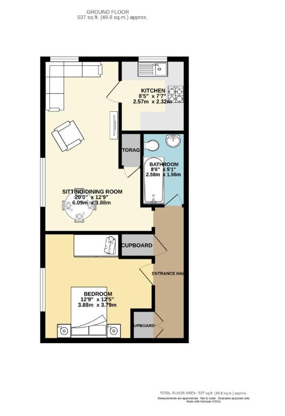 1 bedroom flat for sale - floorplan