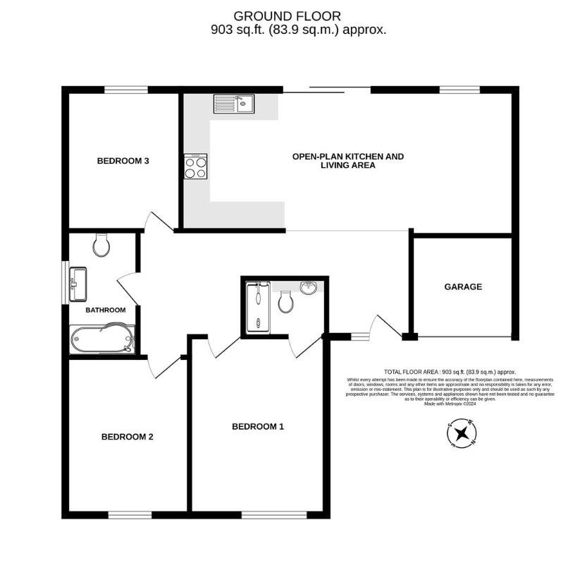 3 bedroom bungalow for sale - floorplan