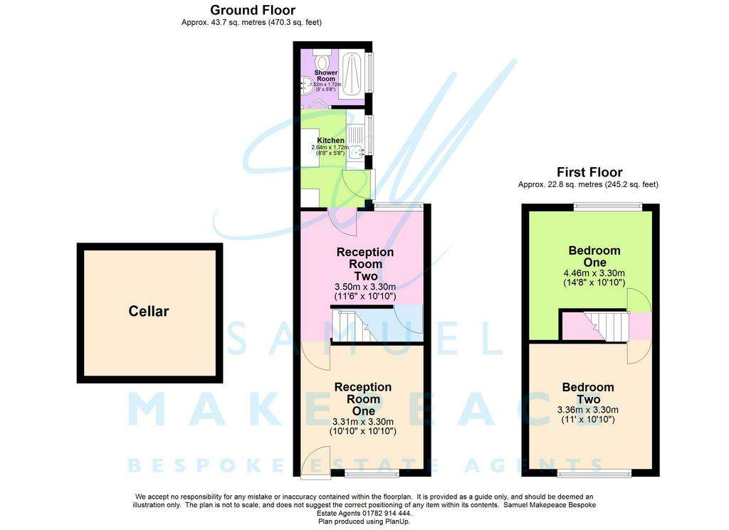 2 bedroom terraced house for sale - floorplan