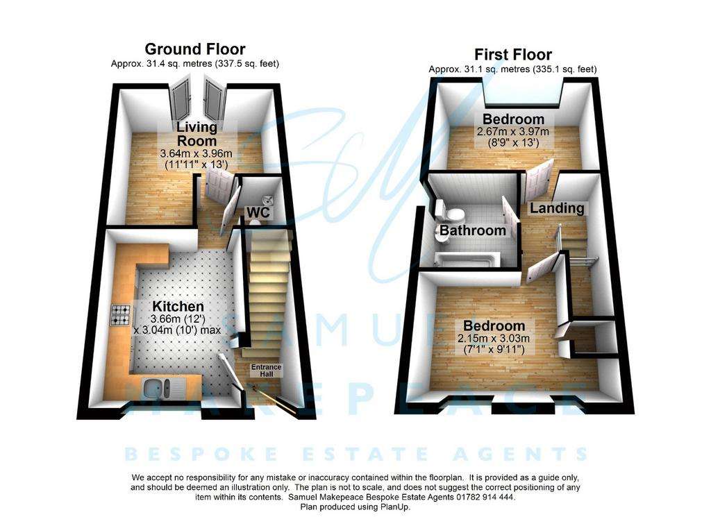 2 bedroom semi-detached house for sale - floorplan