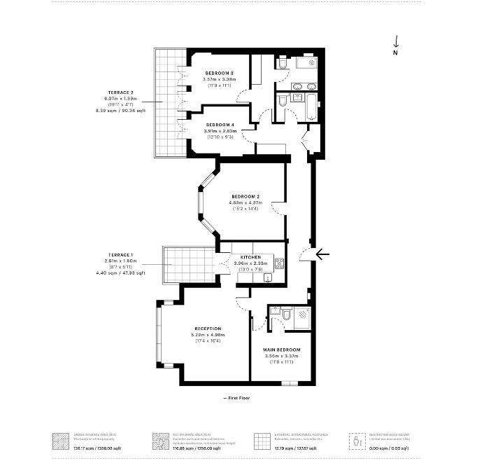 4 bedroom flat to rent - floorplan