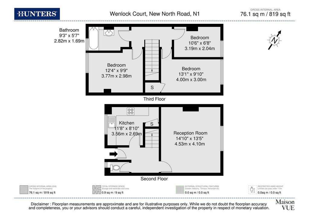 3 bedroom flat to rent - floorplan