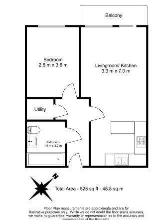 1 bedroom flat to rent - floorplan