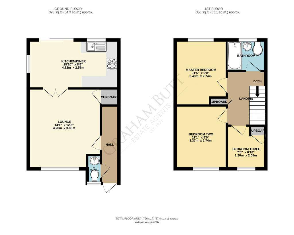 3 bedroom semi-detached house for sale - floorplan