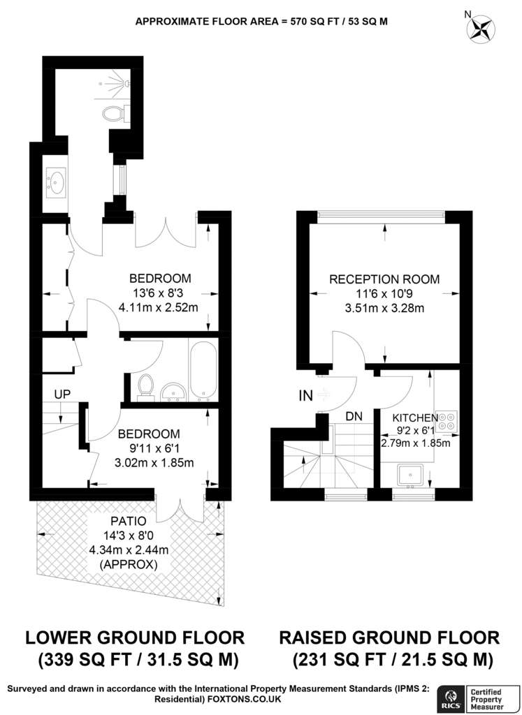 2 bedroom flat to rent - floorplan