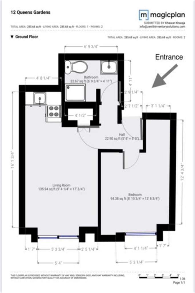 1 bedroom flat to rent - floorplan