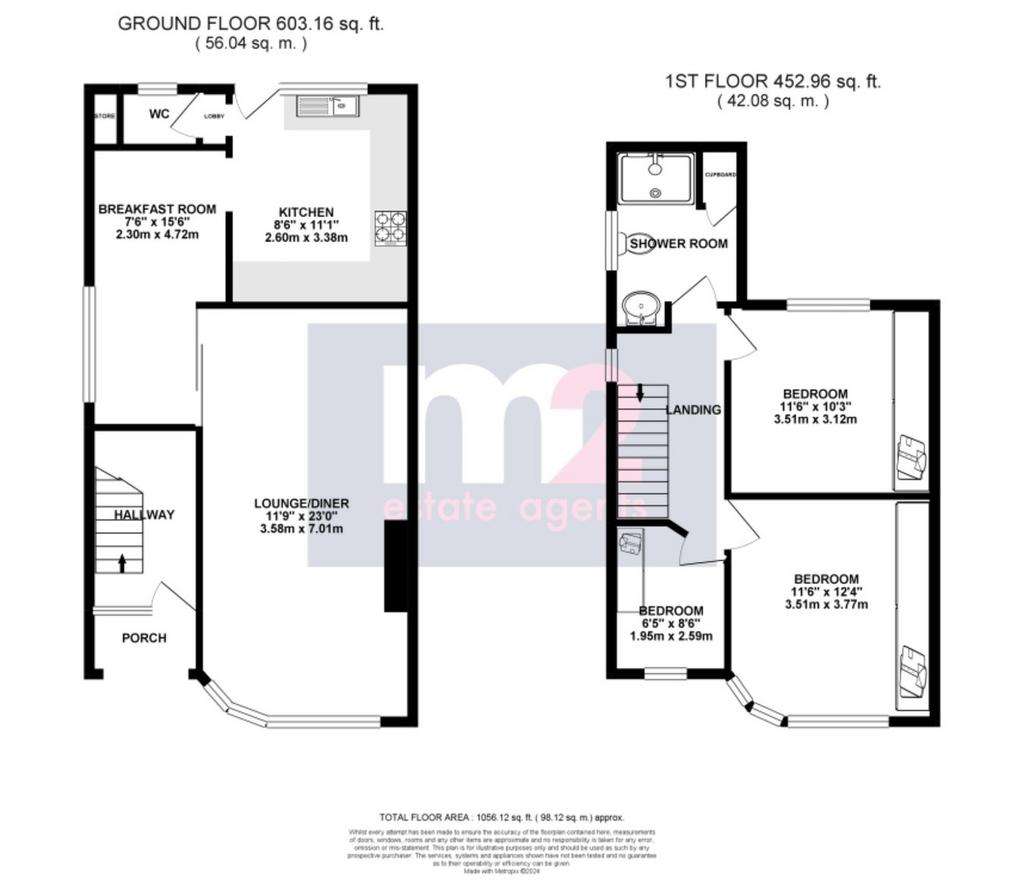 3 bedroom semi-detached house for sale - floorplan