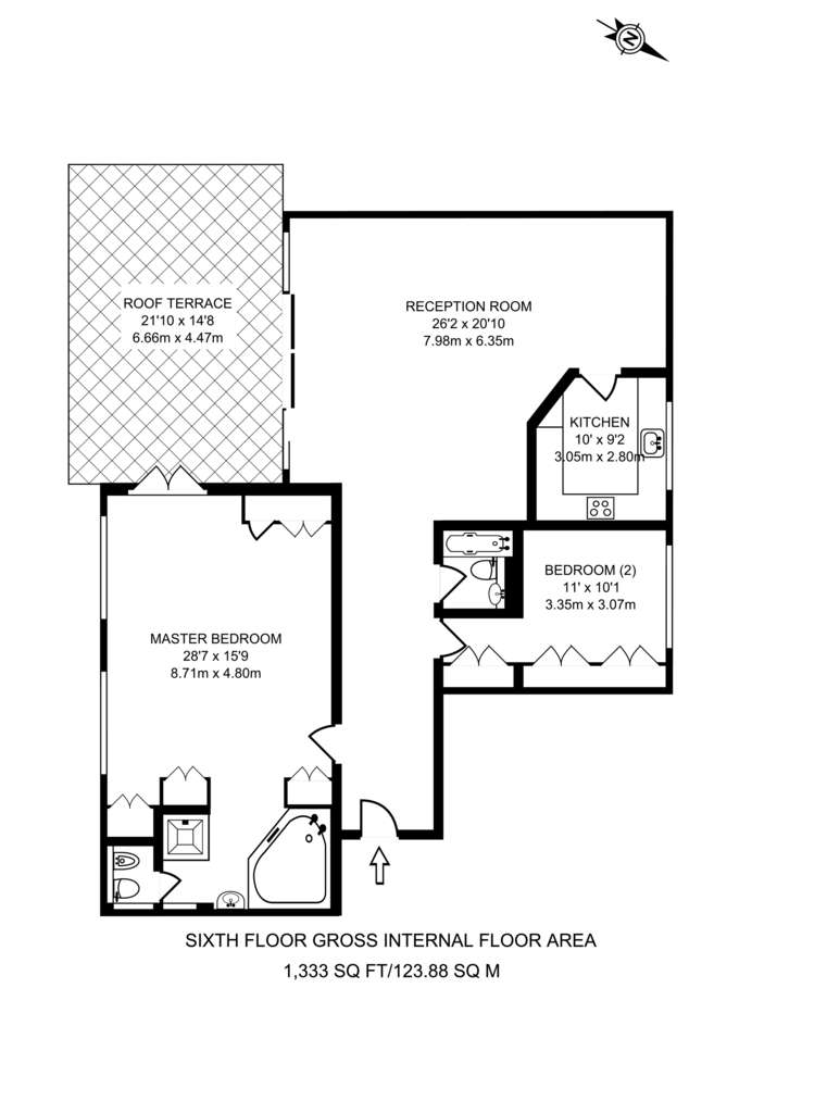 2 bedroom flat to rent - floorplan