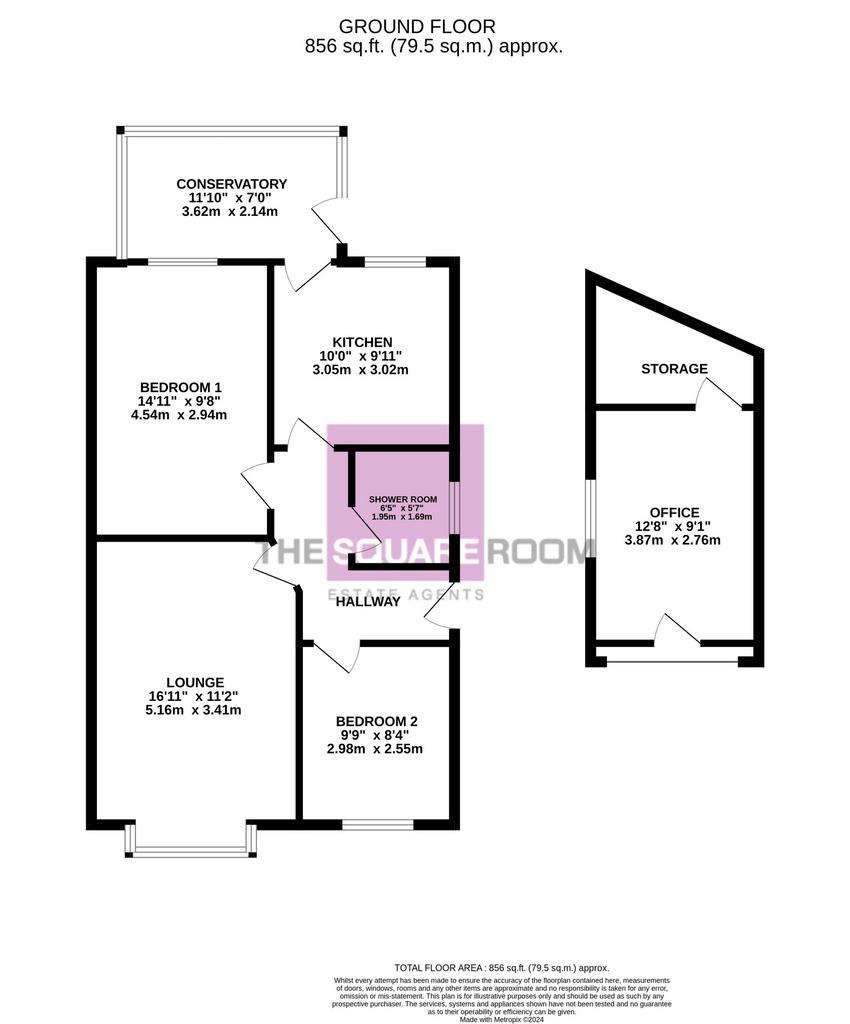 2 bedroom bungalow for sale - floorplan