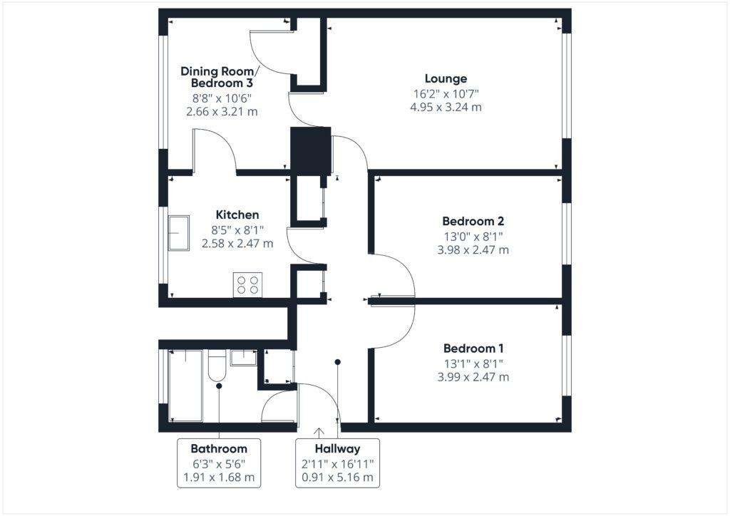 2 bedroom flat for sale - floorplan