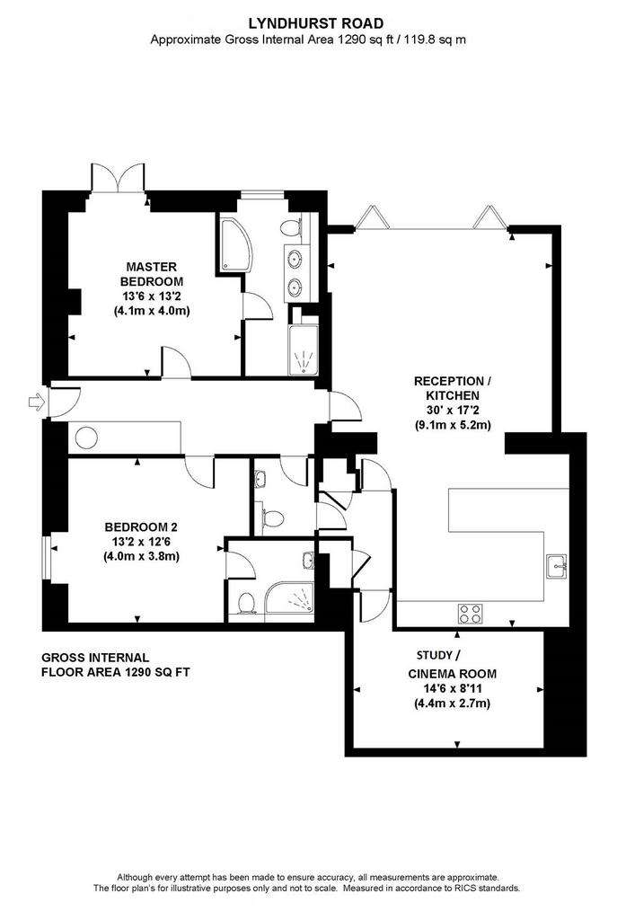 2 bedroom flat to rent - floorplan