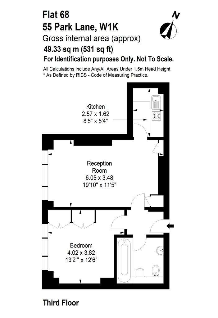 1 bedroom flat to rent - floorplan