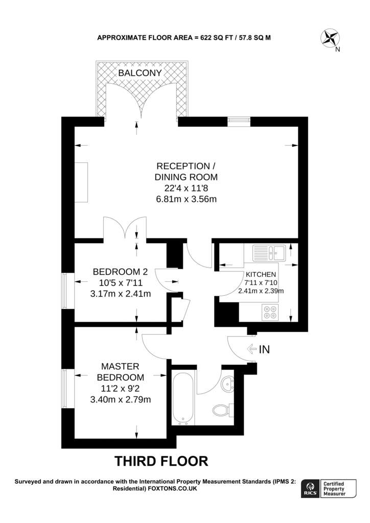 2 bedroom flat to rent - floorplan