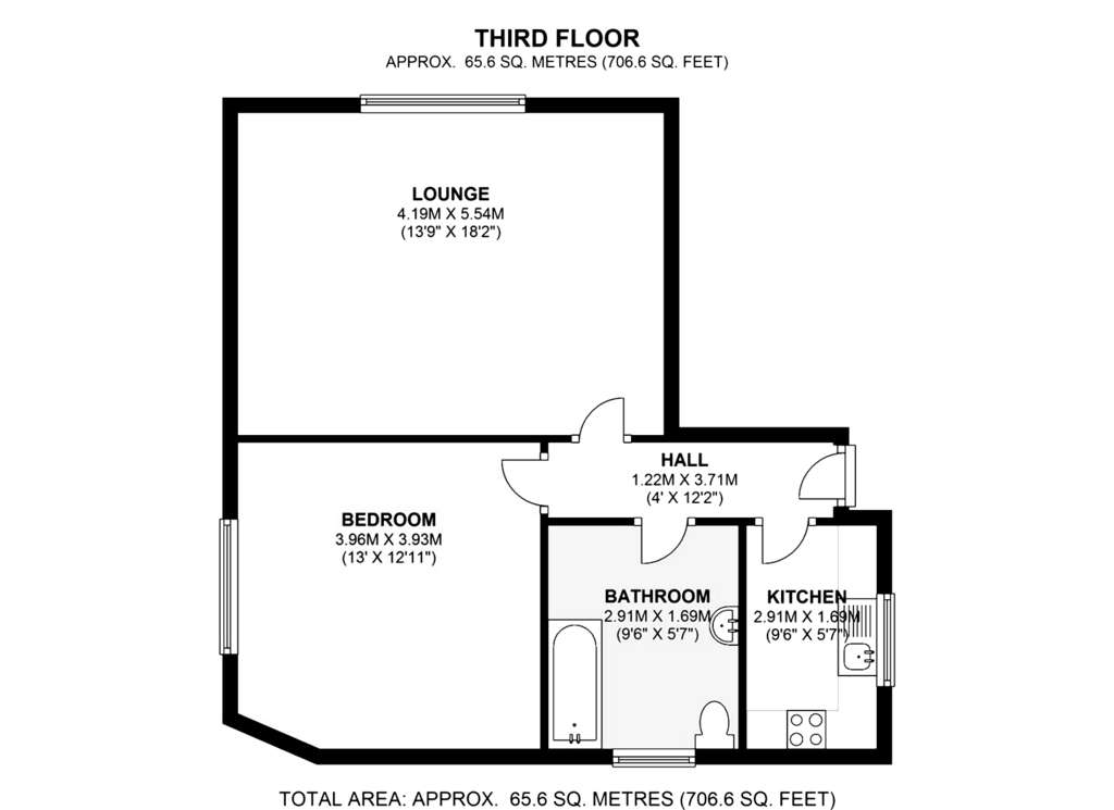 1 bedroom flat to rent - floorplan