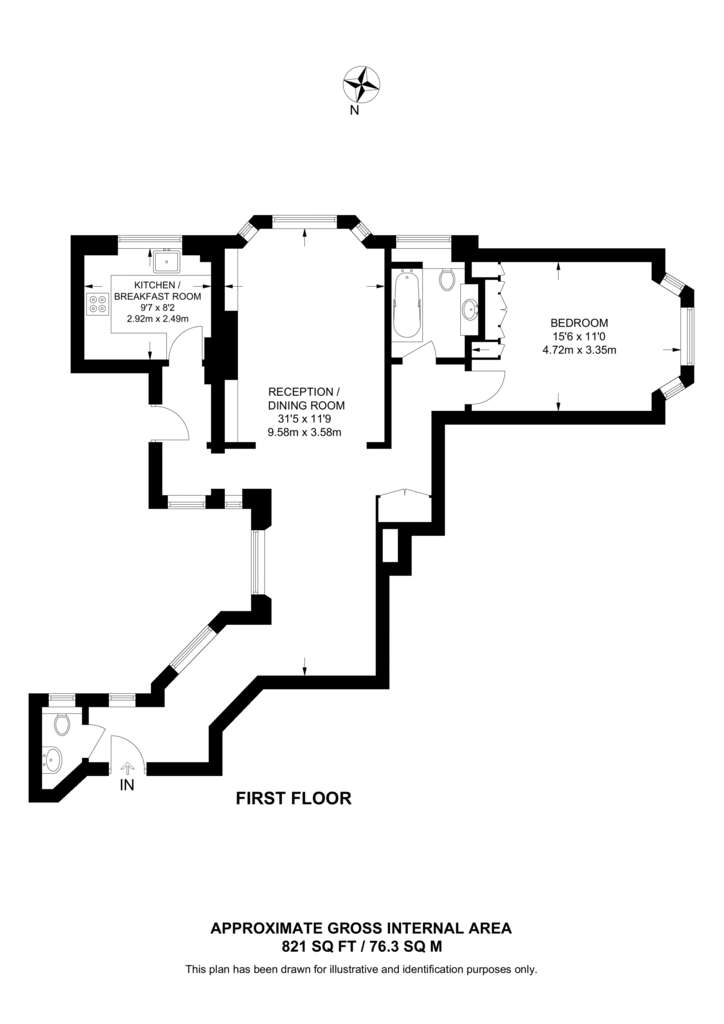 1 bedroom flat to rent - floorplan