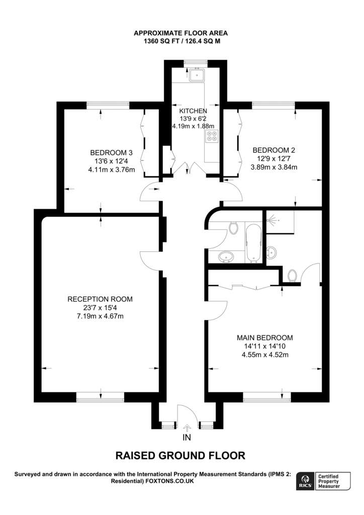 3 bedroom flat to rent - floorplan