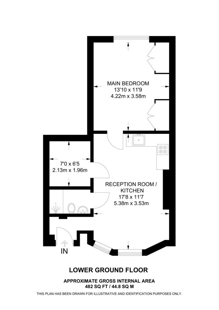 1 bedroom flat to rent - floorplan