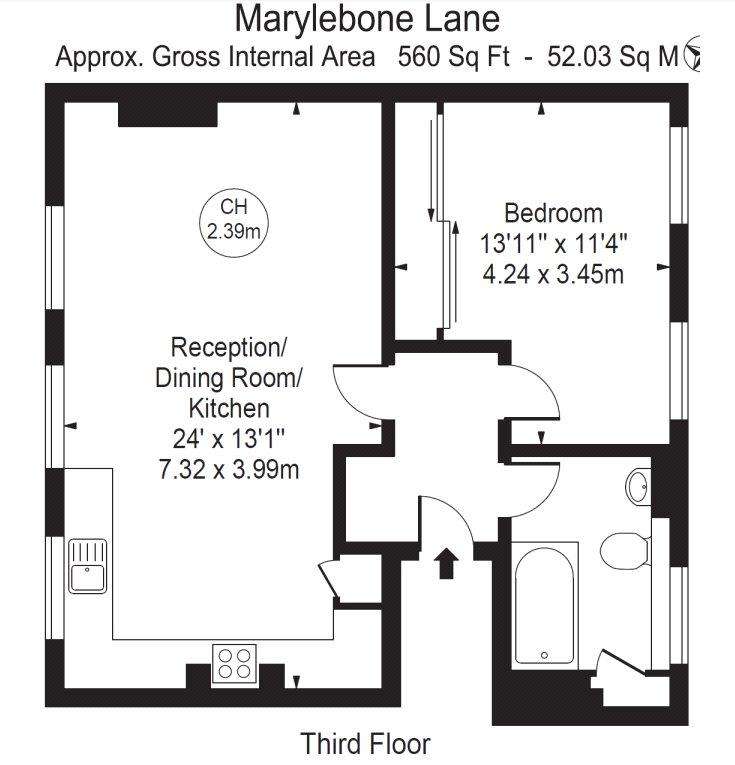 1 bedroom flat to rent - floorplan