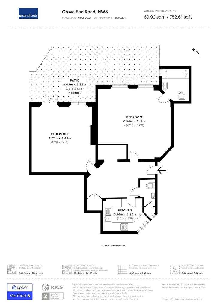 1 bedroom flat to rent - floorplan