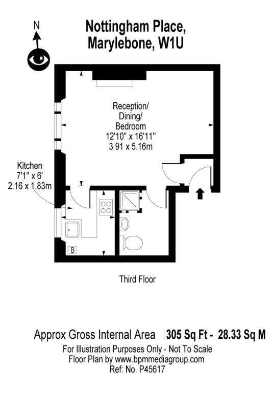 Studio flat to rent - floorplan