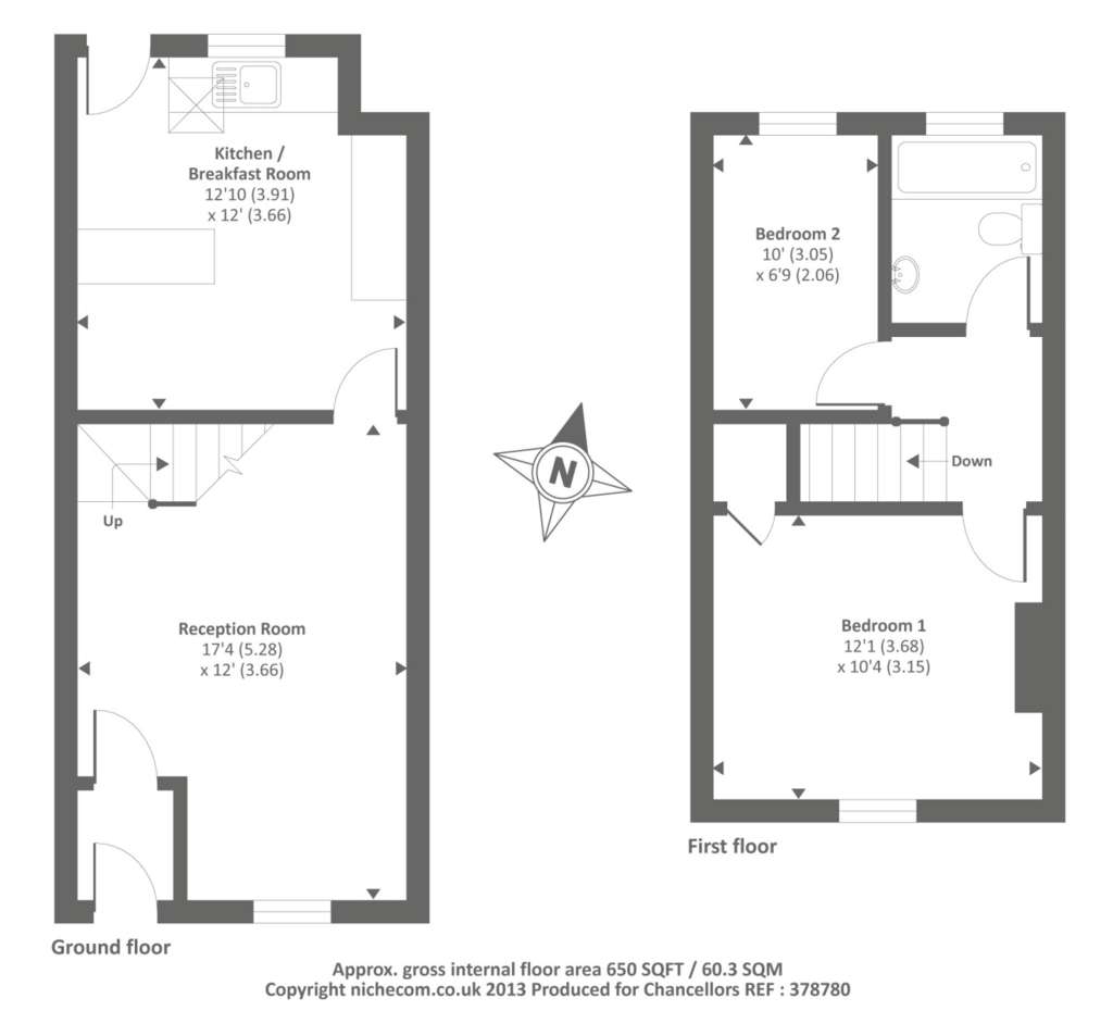 2 bedroom cottage to rent - floorplan