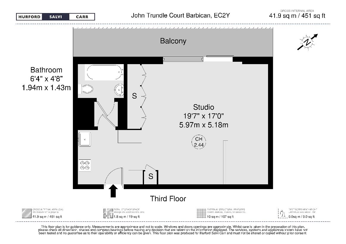 Studio flat for sale - floorplan