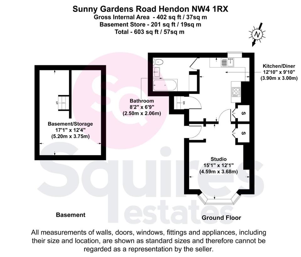 Studio flat for sale - floorplan