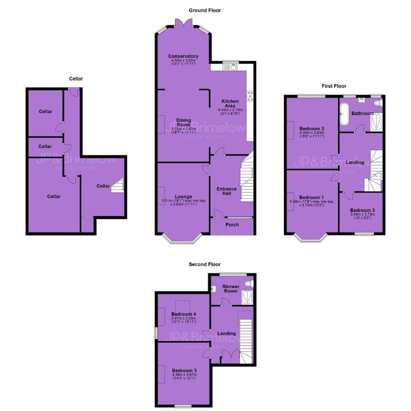 5 bedroom semi-detached house for sale - floorplan