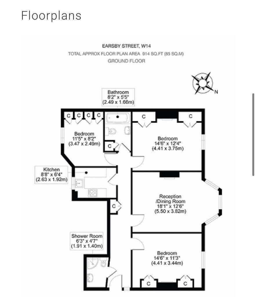 3 bedroom flat to rent - floorplan