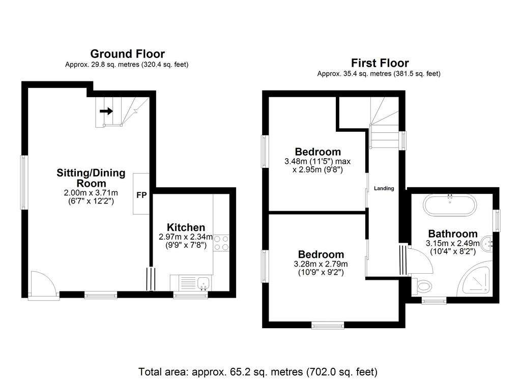 2 bedroom house for sale - floorplan