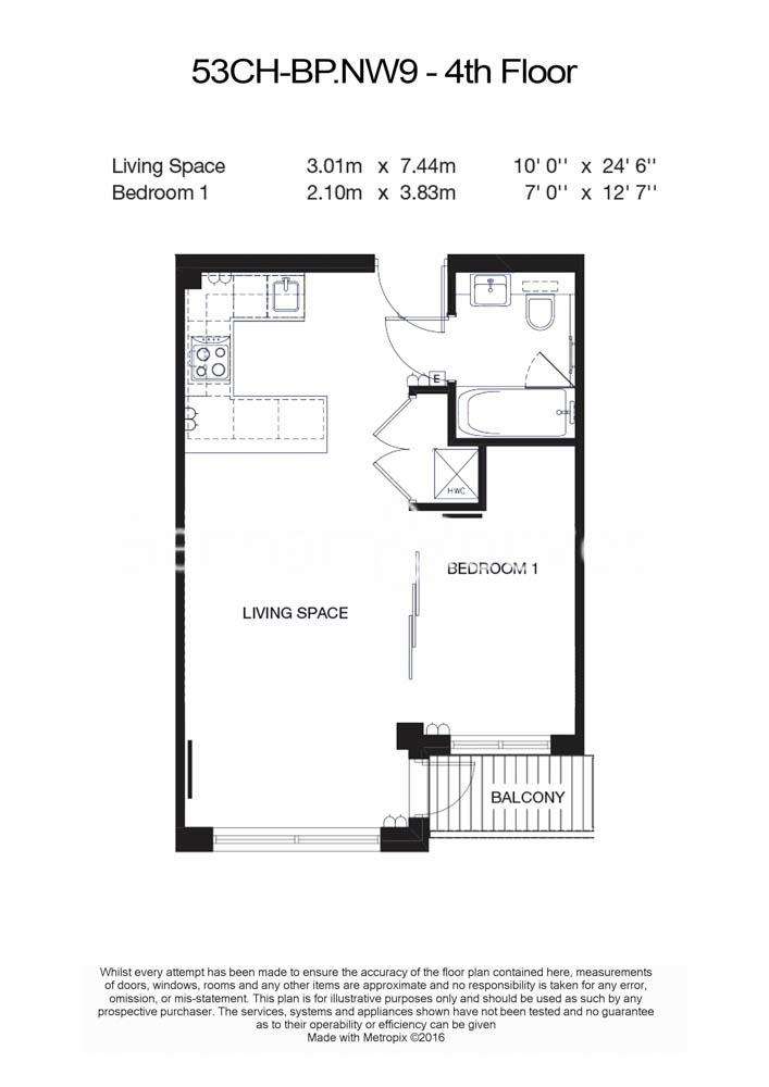 Studio flat to rent - floorplan