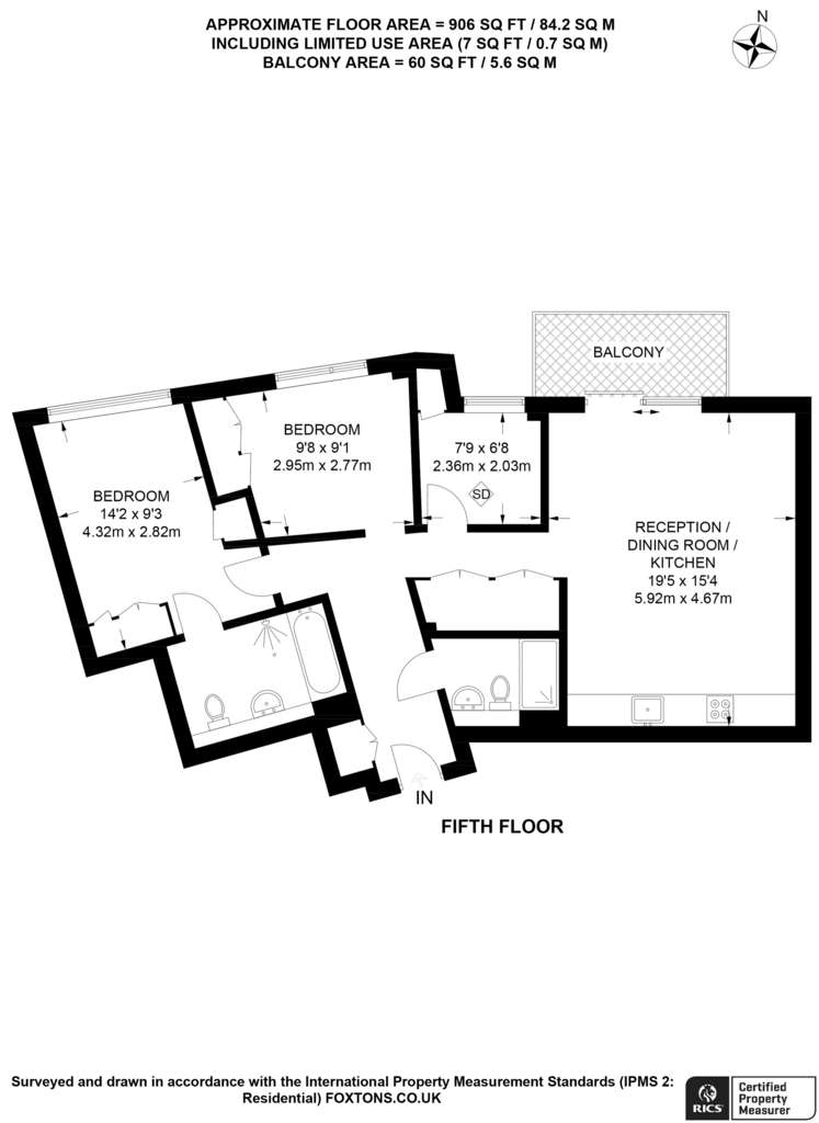 3 bedroom flat to rent - floorplan