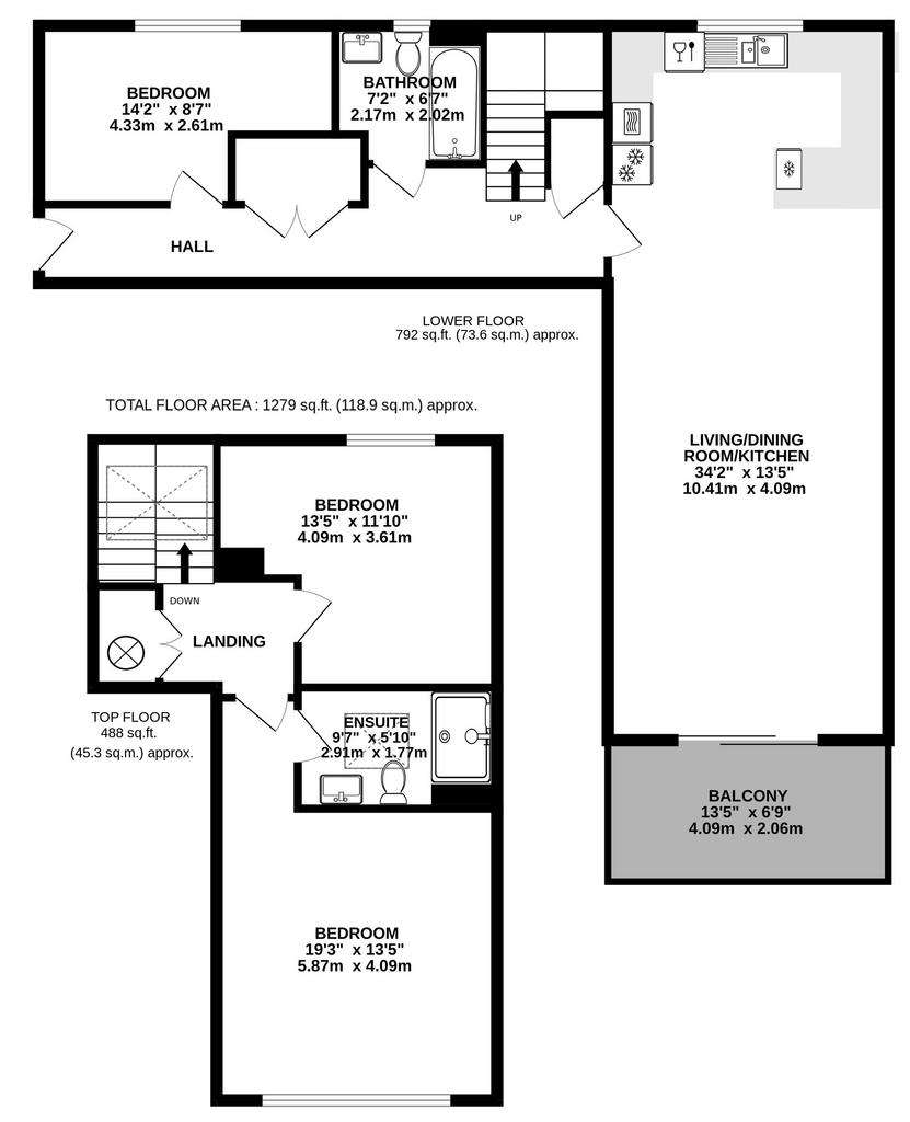 3 bedroom flat for sale - floorplan