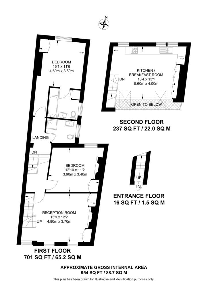 2 bedroom flat to rent - floorplan